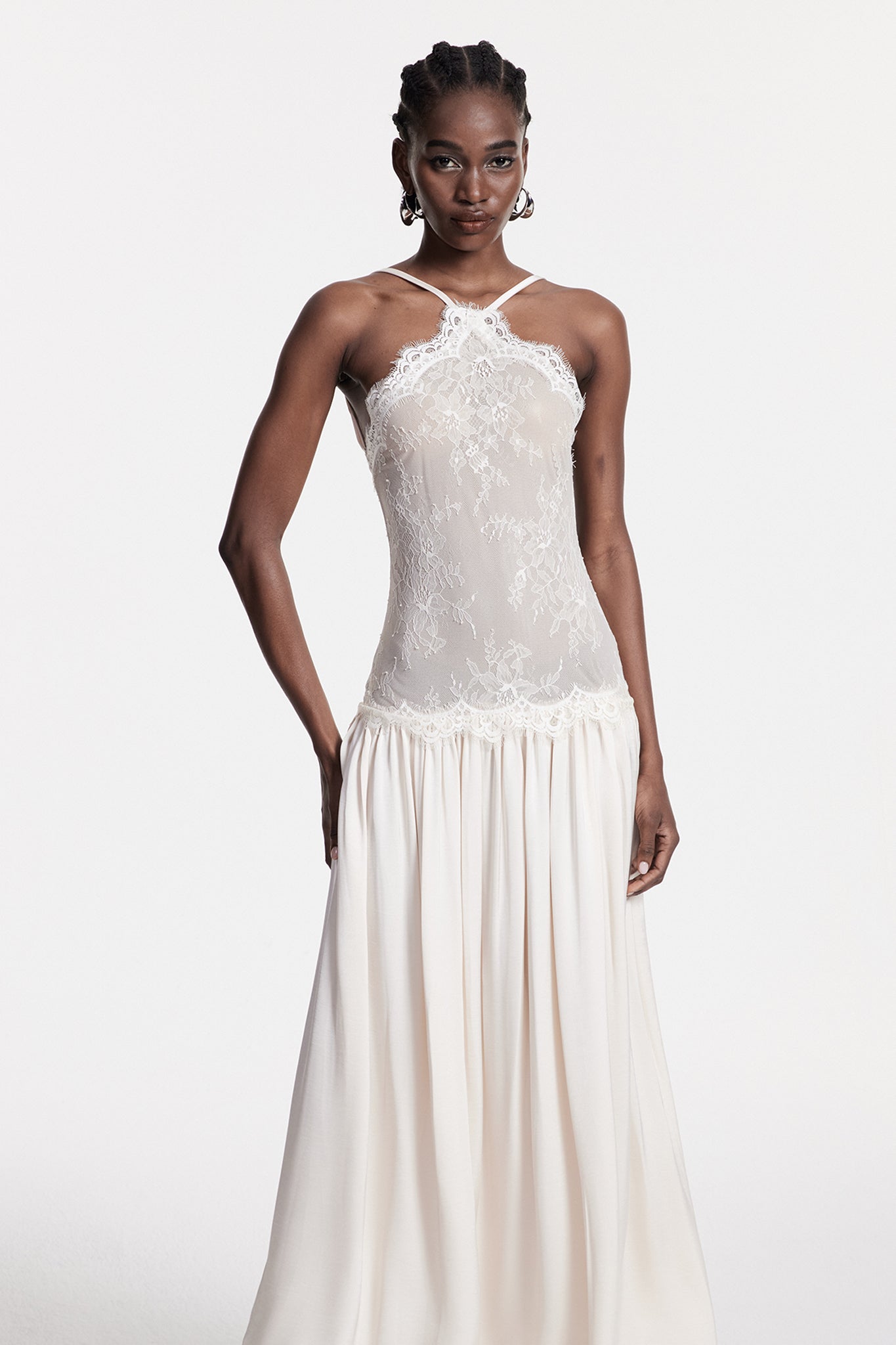 Cadwalader Lace Floral Ruch Maxi Dress