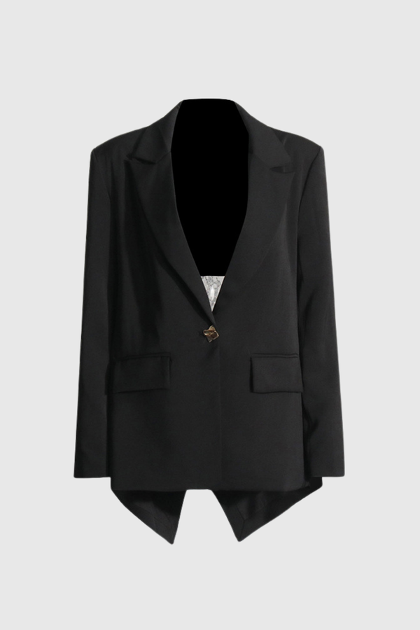 Cataleya Lace Lapel See Through Blazer