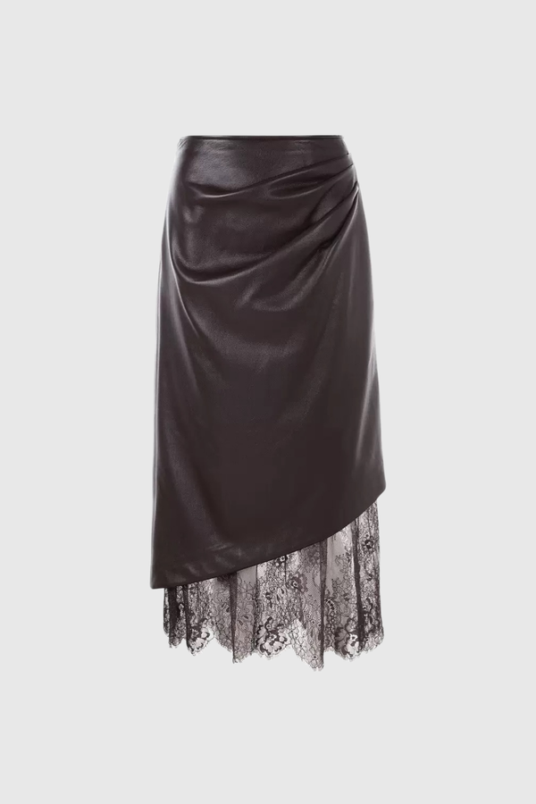 Diot Deconstruct Leather Midi Skirt