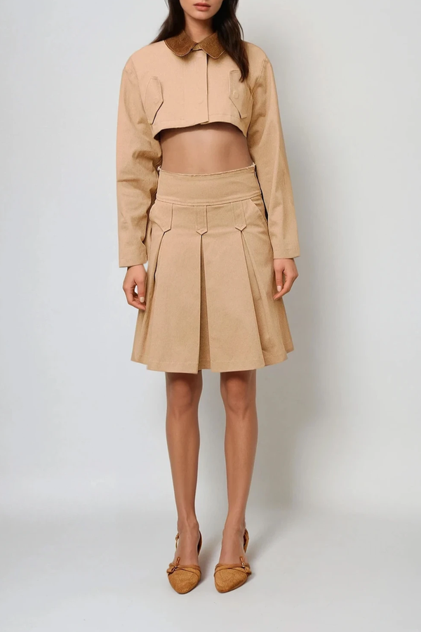 Dixie Crop Pleated Skirt Set