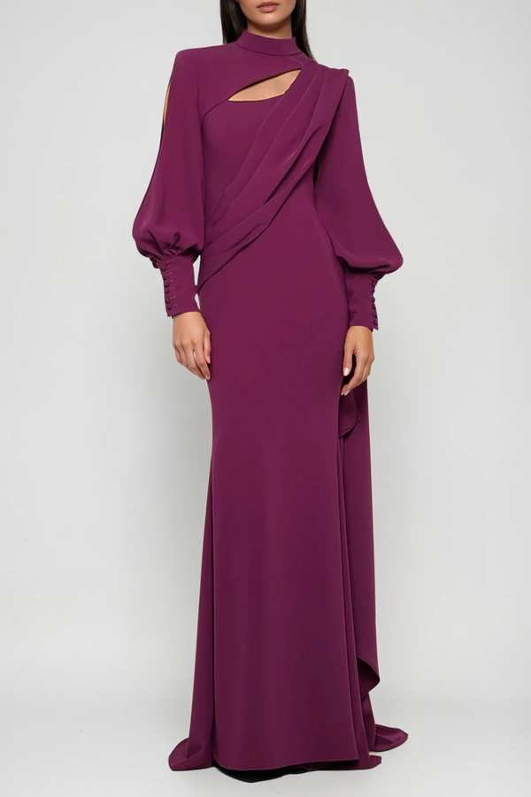 Dominga Balloon Sleeve Cutout Maxi Dress