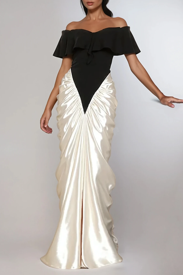 Domitian Off Shoulder Split Maxi Dress