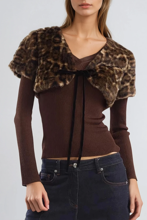Djamel Leopard Faux Fur Jacket