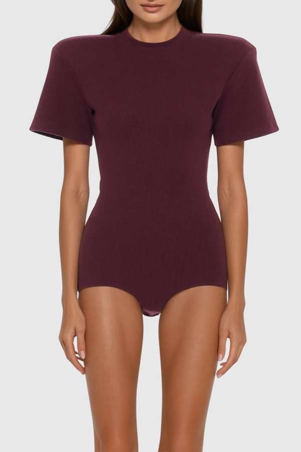 Bedros Bodycon Short Sleeves Bodysuit In Red
