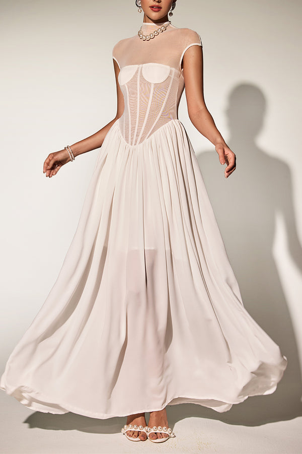 Karam Corset Mesh Maxi Dress