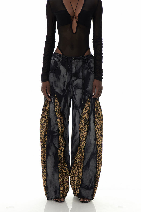 Caprina Leopard Zipper Jeans In Yellow