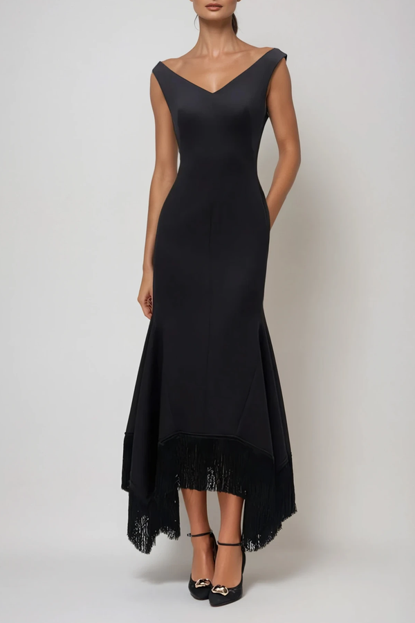 Domas Off Shoulder Fringe Maxi Dress