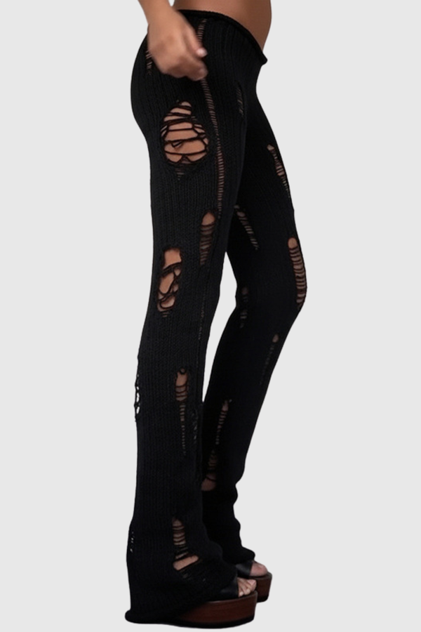 Djedefre Ripped Knit Pants In Black