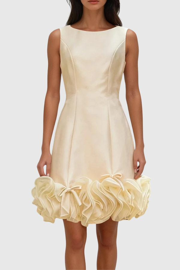 Domenic Sleeveless Ruffle Satin Mini Dress