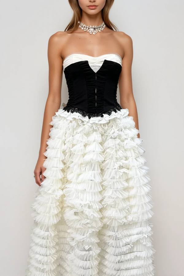 Donaciano Strapless Puffy Skirt Set