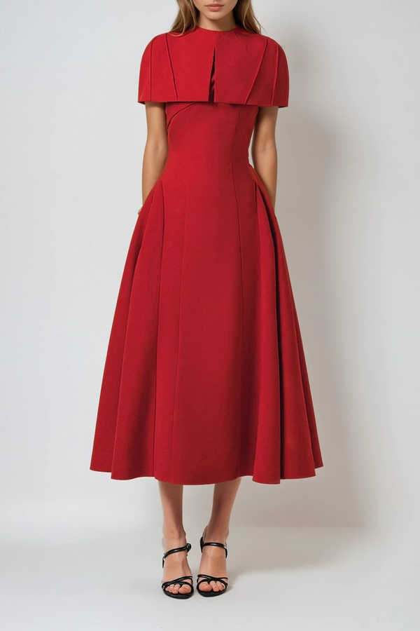 Destini Sleeveless Asymmetric Ruch Midi Dress