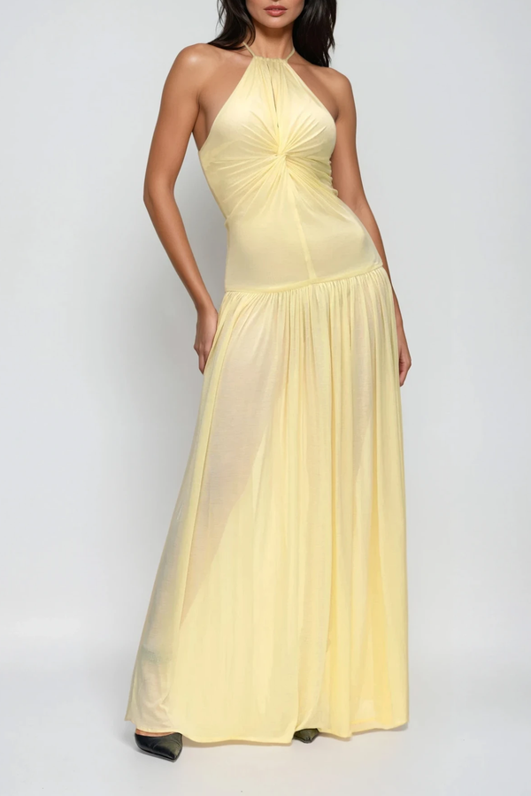 Diodotos Halter Neck Twist Maxi Dress