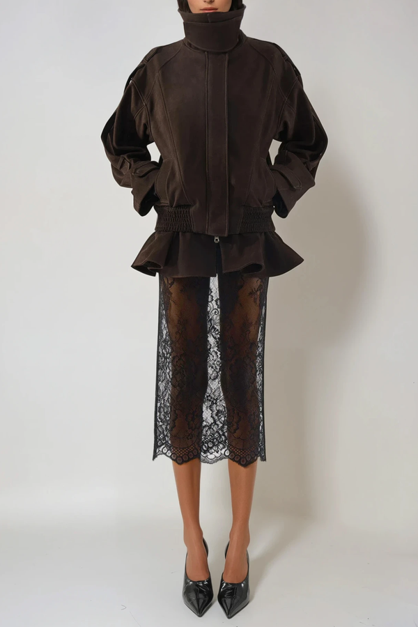 Diwata Funnel Neck Lace Skirt Set