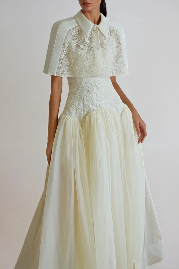 Diodato Floral Shawl Mesh Maxi Dress