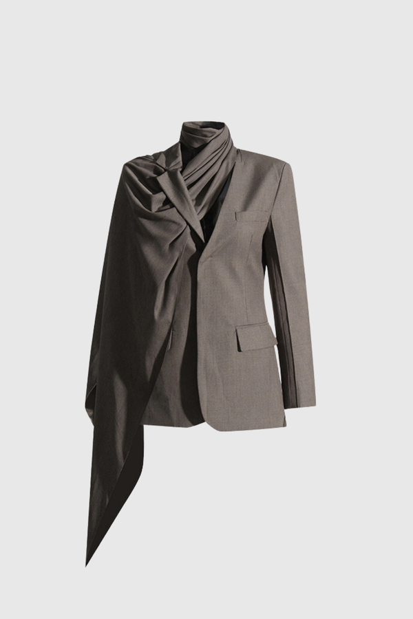 Abiel Ruch Asymmetric Shawl Blazer In Grey