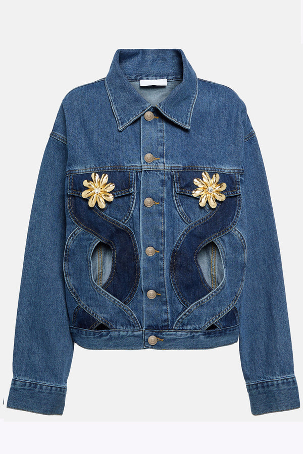 Abigail Embellished Hollow Denim Jacket