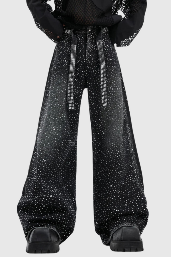 Aderyn Rhinestone Buckle Wide Jeans
