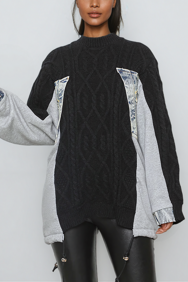 Adir Drawstring Deconstruct Knit Top In Black