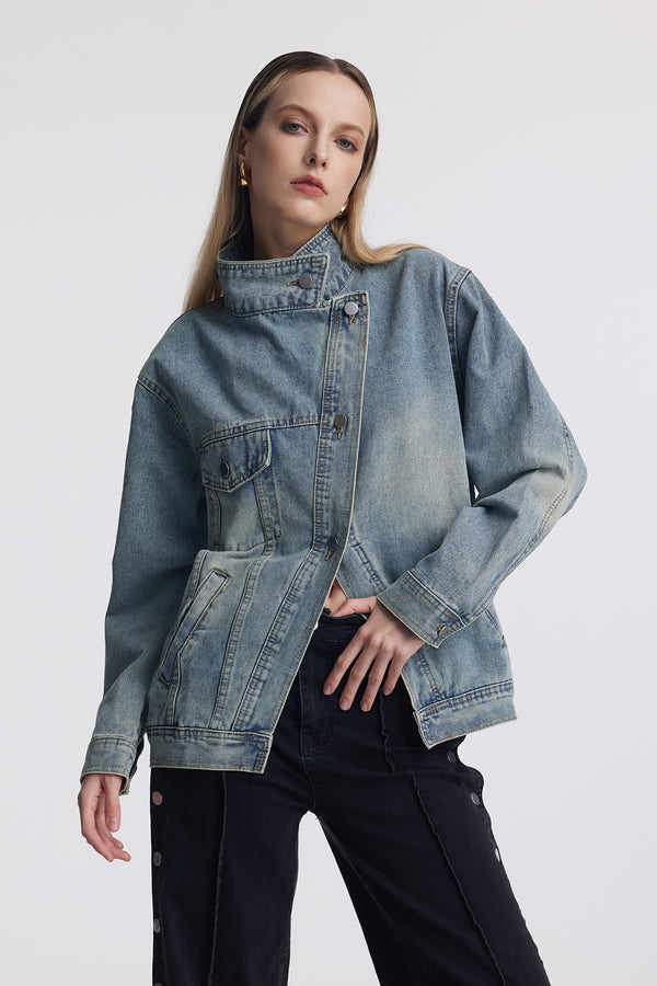 Aegle Deconstruct Asymmetric Denim Jacket