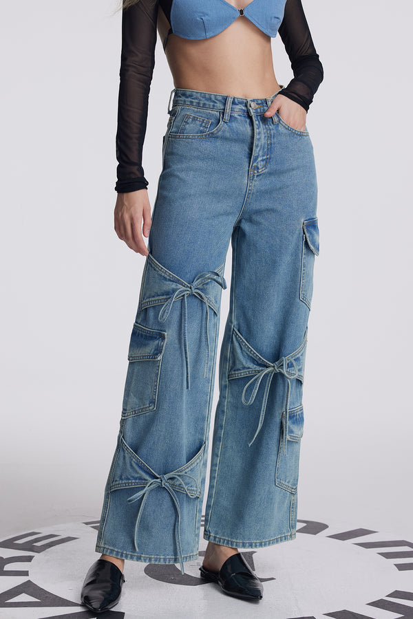 Agnieszka Deconstruct Lace Up Cargo Jeans