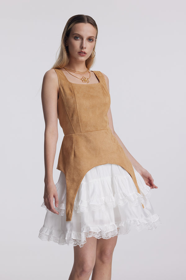 Ailis Ruffle Lace Sleeveless Mini Dress