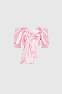 Ainslie Bow Cross Off Shoulder Satin Top