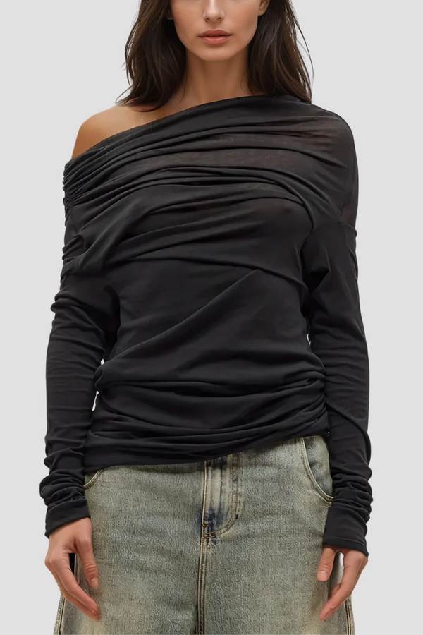 Akim Ruch Long Sleeve Knit Top In Black