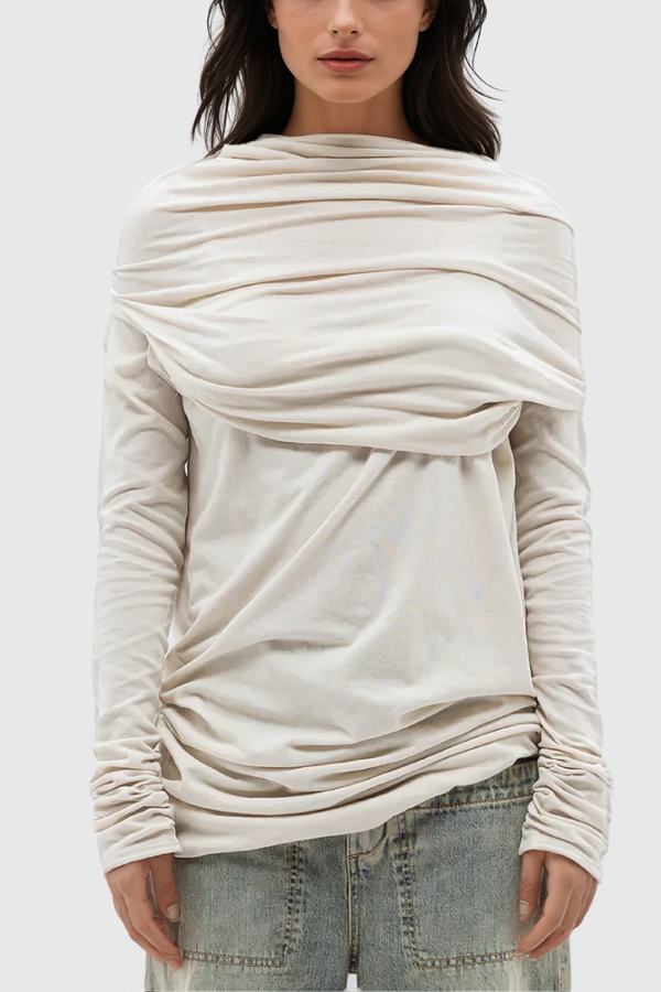 Akim Ruch Long Sleeve Knit Top In White