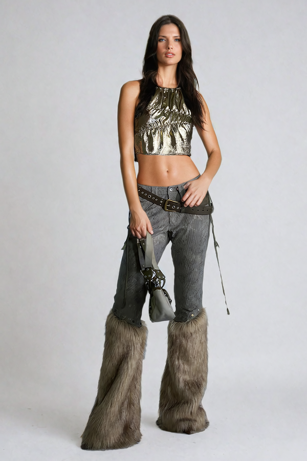 Akira Faux Fur Lace Up Pants