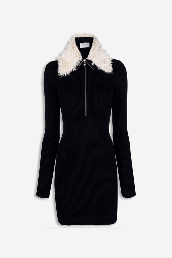 Alexandra Knit Fur Dress