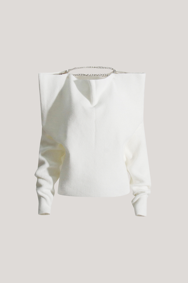 Alston Chain Cutout Deconstruct Knit Top