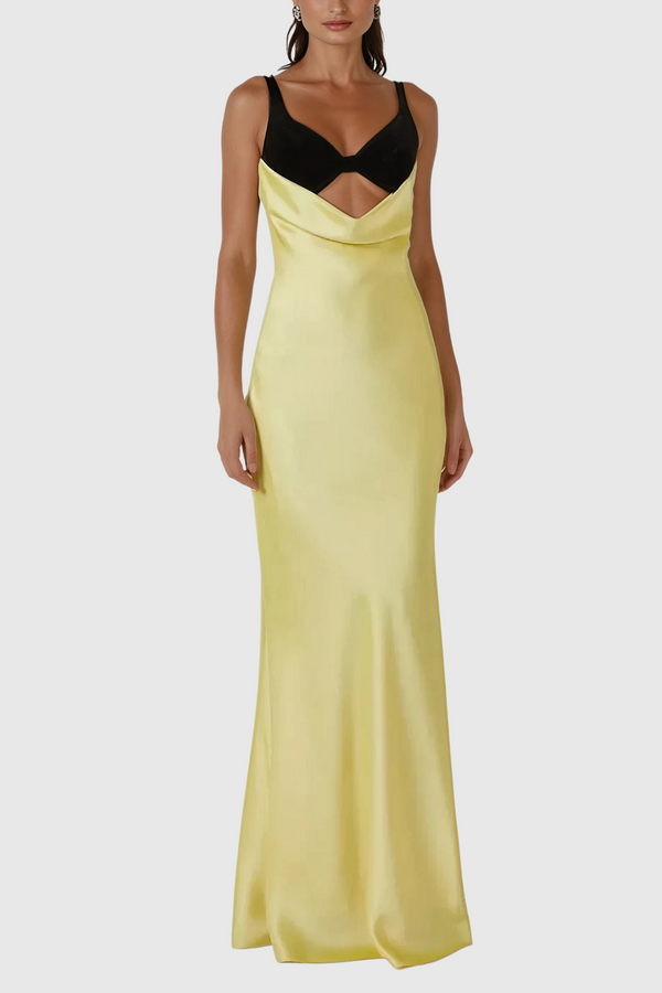 Alwyn Cutout Cowl Neck Satin Maxi Dress