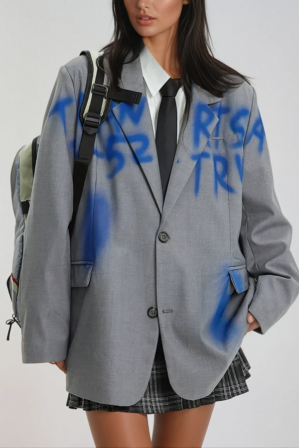 Alysha Graffiti Lapel Blazer