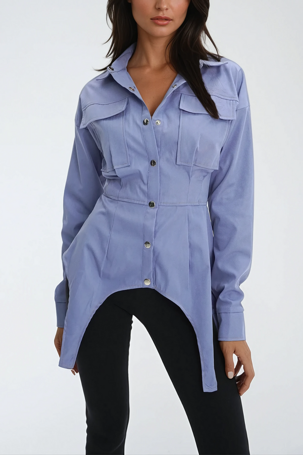 Alyssa Asymmetric Deconstruct Pocket Shirt