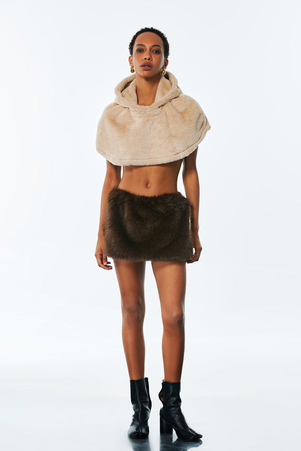 Amadika Faux Fur Short Skirt