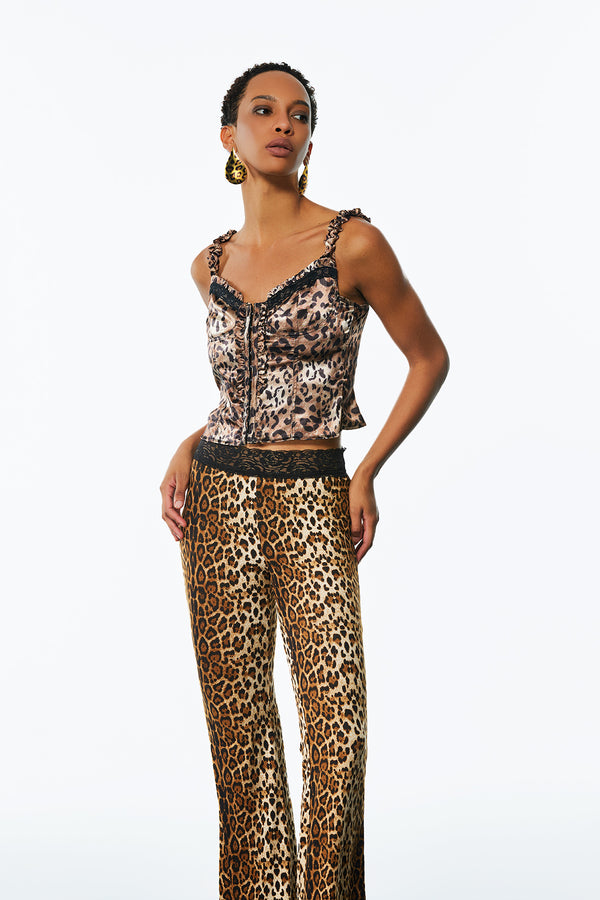 Amador Corset Ruffle Leopard Top