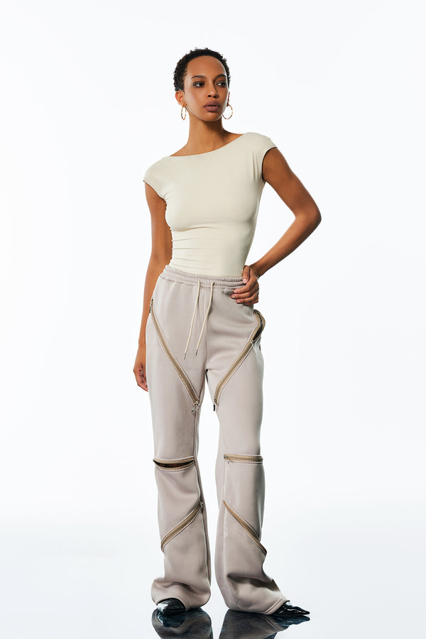 Amal Zipper Deconstruct Pants In Grey