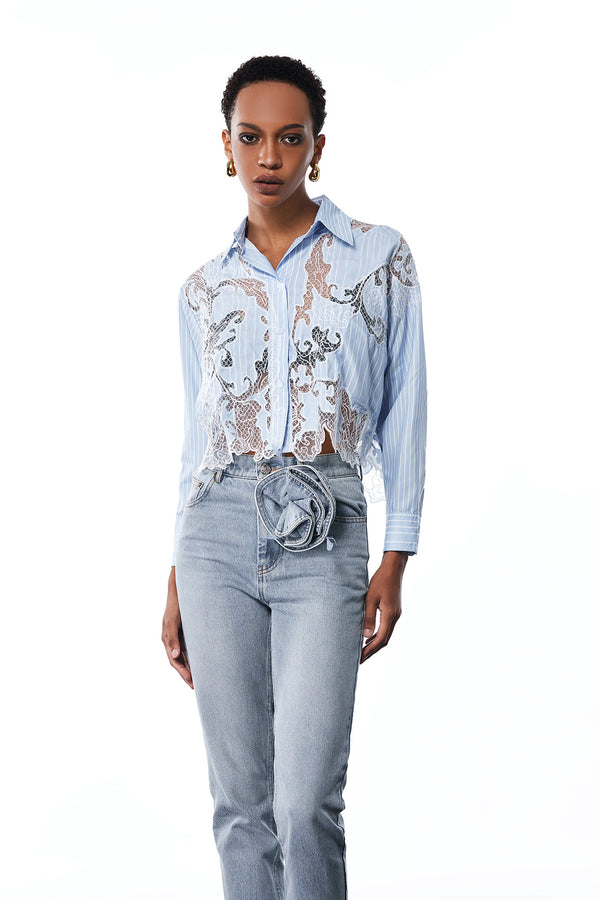 Amar Embroidered Mesh Deconstruct Shirt