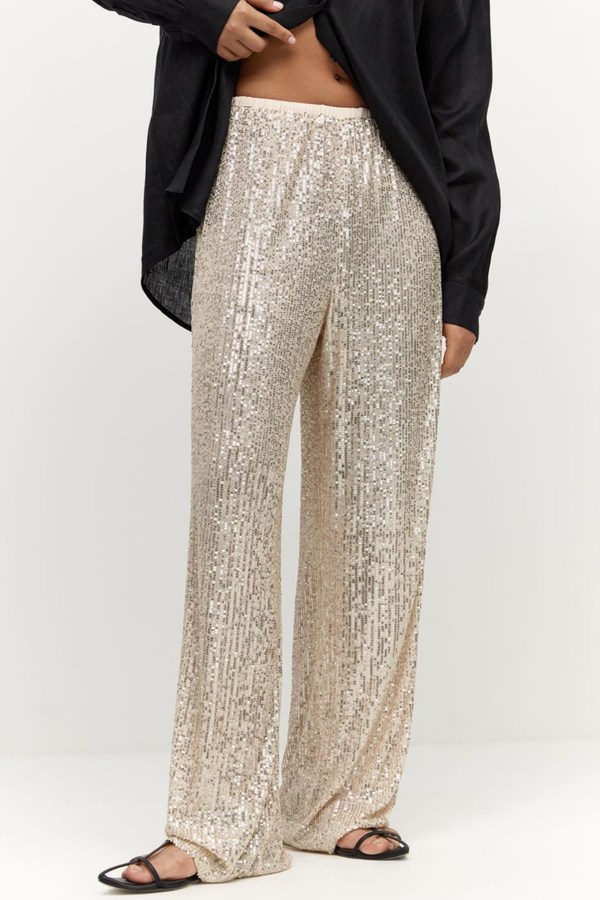 Amara Sequin Pants In Gold