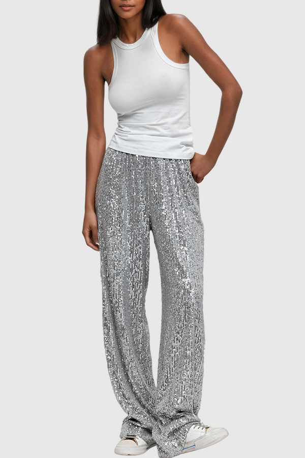 Amara Sequin Pants In Silver