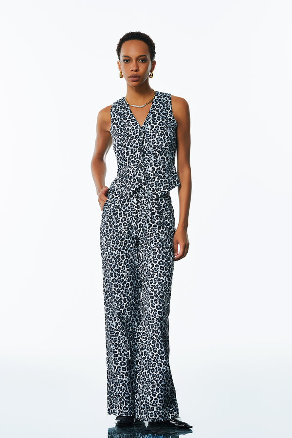 Amarion Leopard Plunge Pants Set