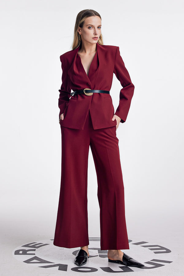 Ambrogio Plunge Buckle Pants Set In Red