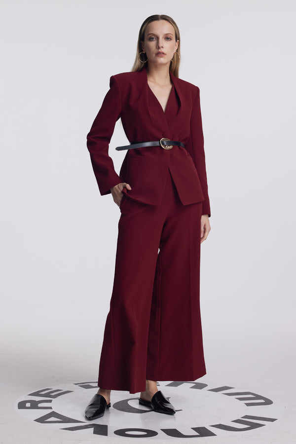 Ambrogio Plunge Buckle Pants Set In Red