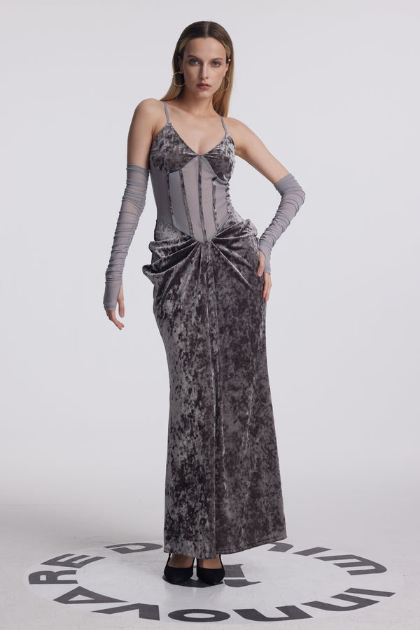 Amy Ruch Backless Corset Maxi Dress