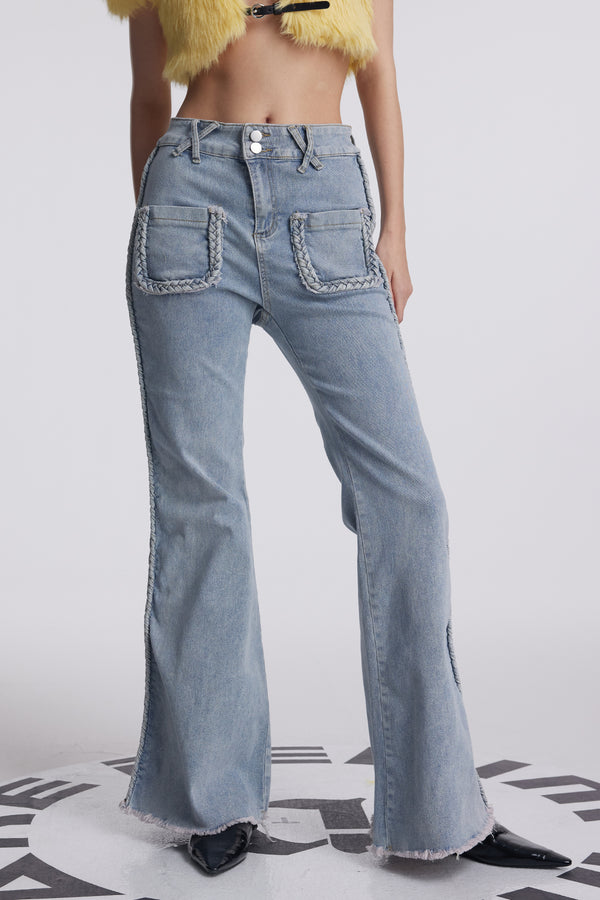 Amzi Cross Pocket Fringe Jeans