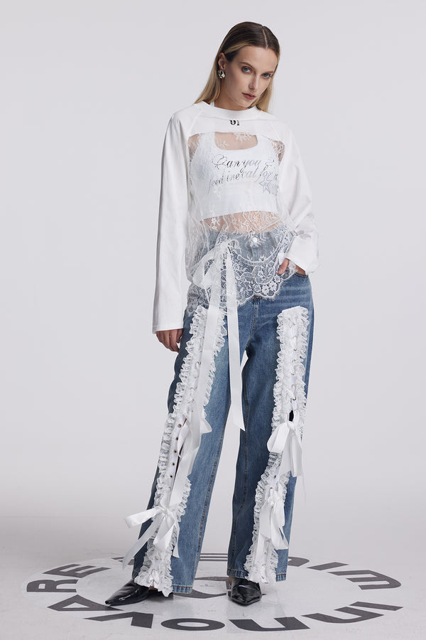 Anahid Deconstruct Mesh Floral Top