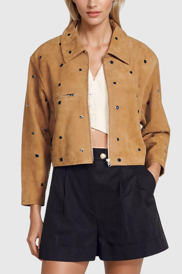 Anatole Studded Suede Short Jacket