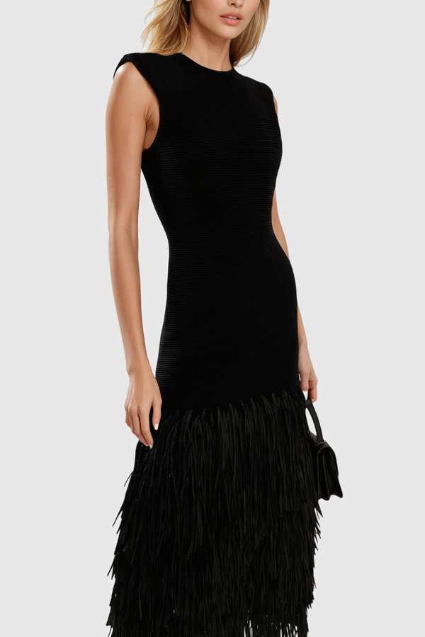 Anatoliy Fringe Backless Maxi Dress