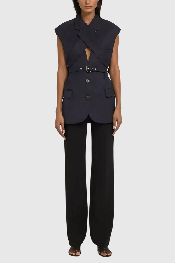 Andolina Cross Sleeveless Buckle Blazer