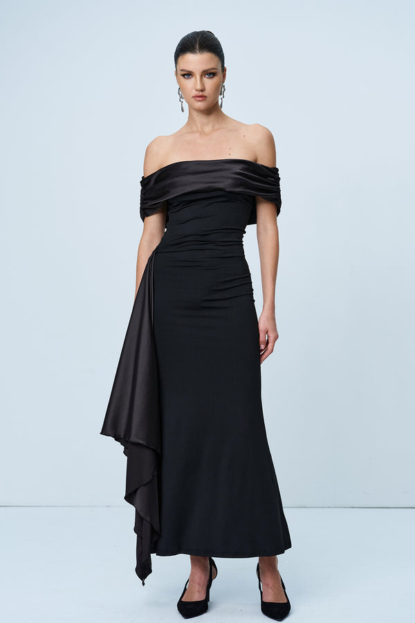 Anil Ruch Strapless Lace Up Maxi Dress